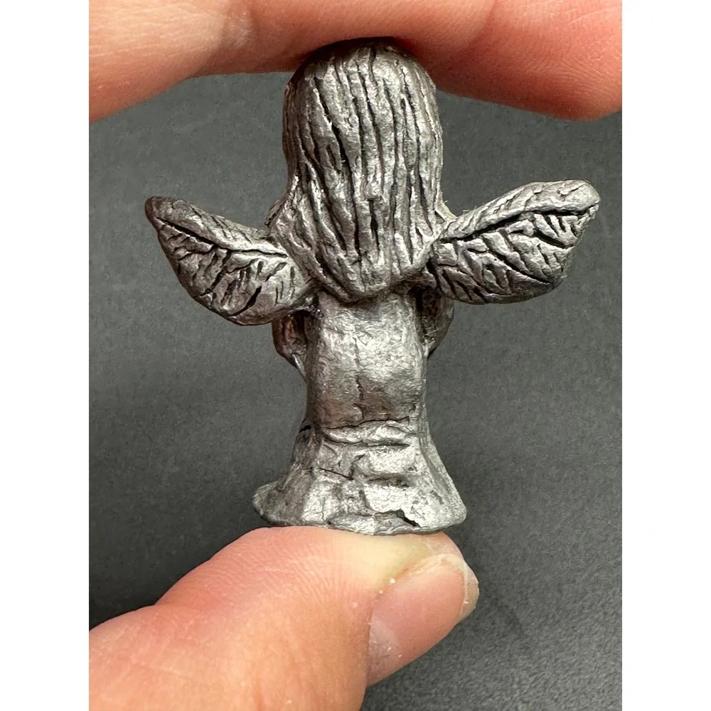 Vintage Pewter Angel Figurine Praying Design Small Metal Collectible Shelf Decor